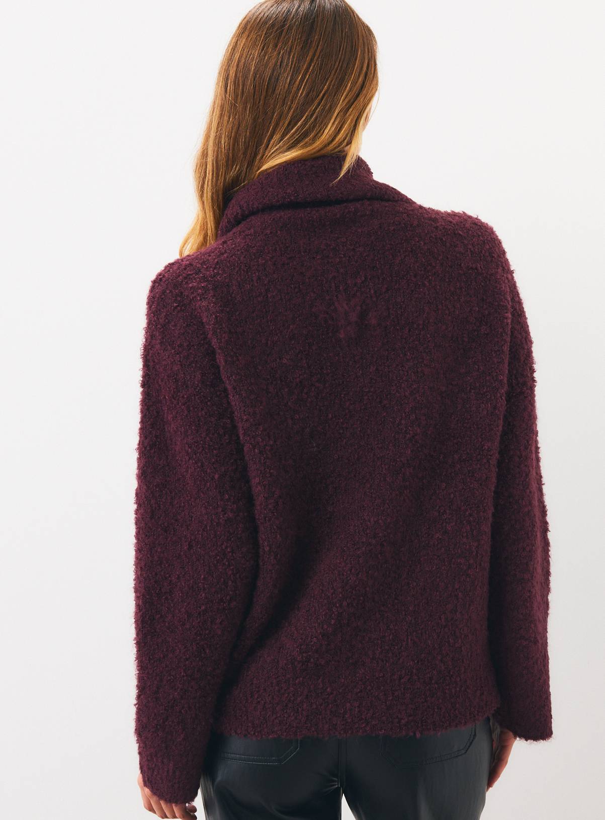 Dark Red Boucle Roll Neck Sweater XS - Image 4